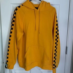 Yellow Hoodie with Checkered Sleeves